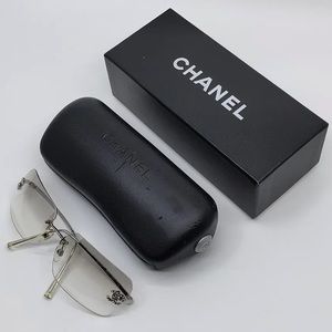 Sliver Vintage Rimless Chanel rhinestone sunglasses